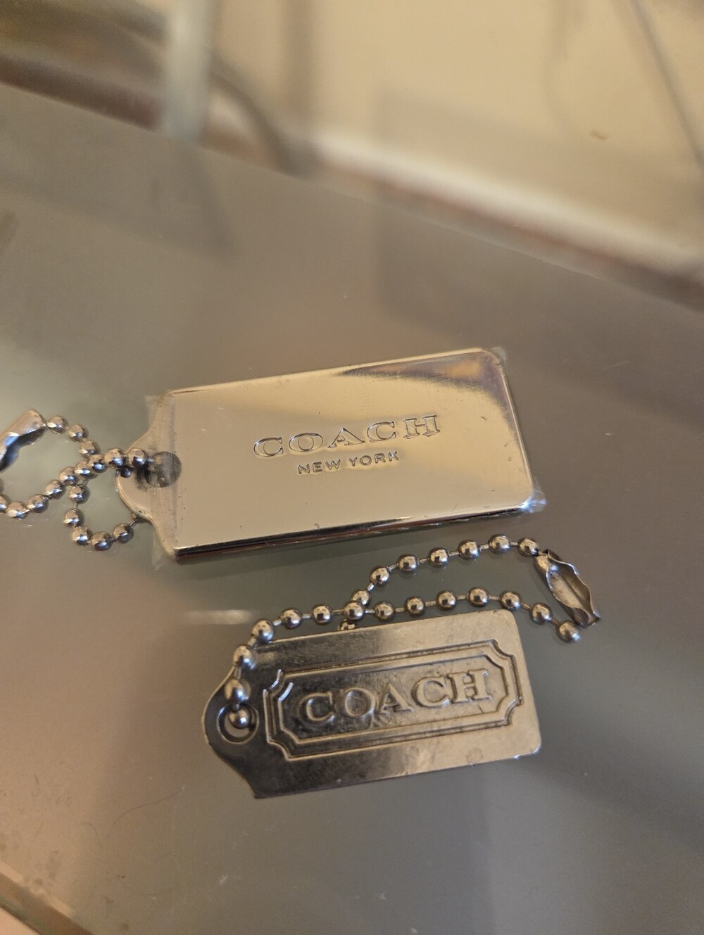 Coach Silver-Tone Hang Tags Keychain Duo 2 Metal